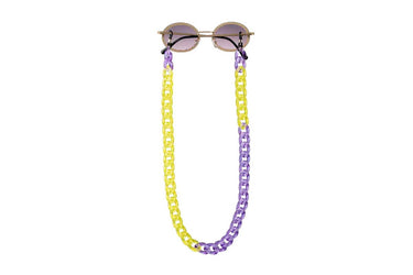 Glasses chain in yellow and purple (plastic / 67cm)